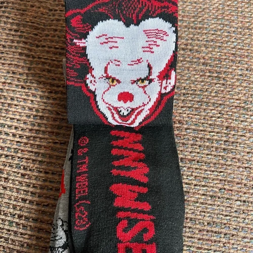 Official IT Pennywise the Clown crew Socks Adult Horror Movie 8-12 NEW! Set of 2